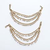 Gold & Multi pearl Ear Chain/Sahare/Pearl kaan chain/Earring support chain/Indian Jewelry/Pakistani Jewelry/Bahubali Kaan sahara Sold as a Pair