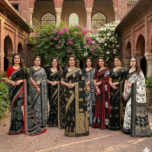 Georgette Chiffon Saree Collection over 30 Trendy Prints | Lightweight Summer Drape | Includes Unstitched Blouse Piece (6.25m) Breathable  Womenswear  Asian  Clothes