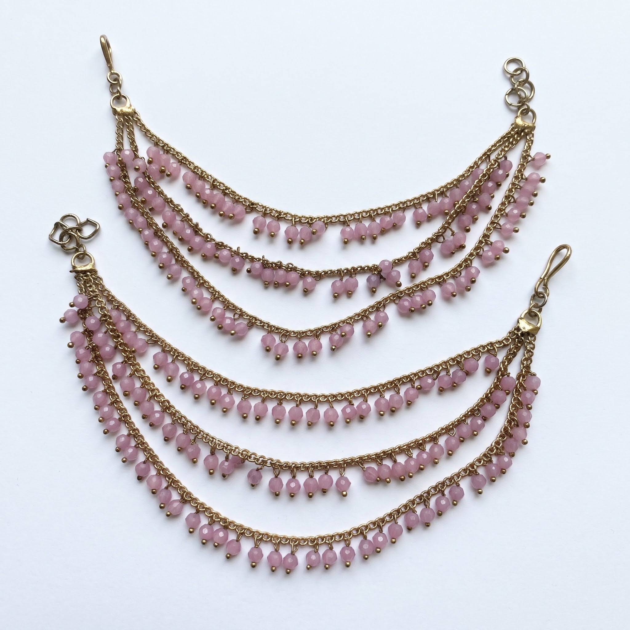 Gold & Multi pearl Ear Chain/Sahare/Pearl kaan chain/Earring support chain/Indian Jewelry/Pakistani Jewelry/Bahubali Kaan sahara Sold as a Pair