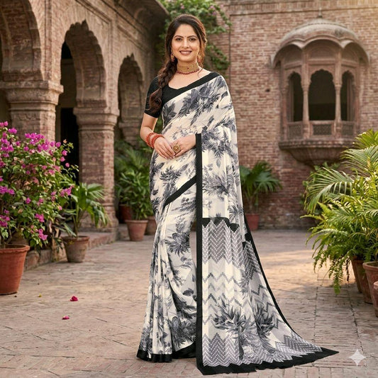 Georgette Chiffon Saree Collection over 30 Trendy Prints | Lightweight Summer Drape | Includes Unstitched Blouse Piece (6.25m) Breathable  Womenswear  Asian  Clothes