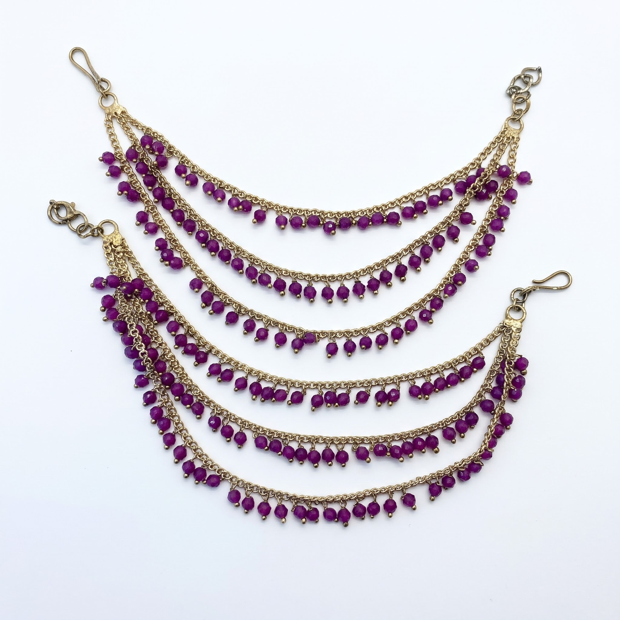 Gold & Multi pearl Ear Chain/Sahare/Pearl kaan chain/Earring support chain/Indian Jewelry/Pakistani Jewelry/Bahubali Kaan sahara Sold as a Pair