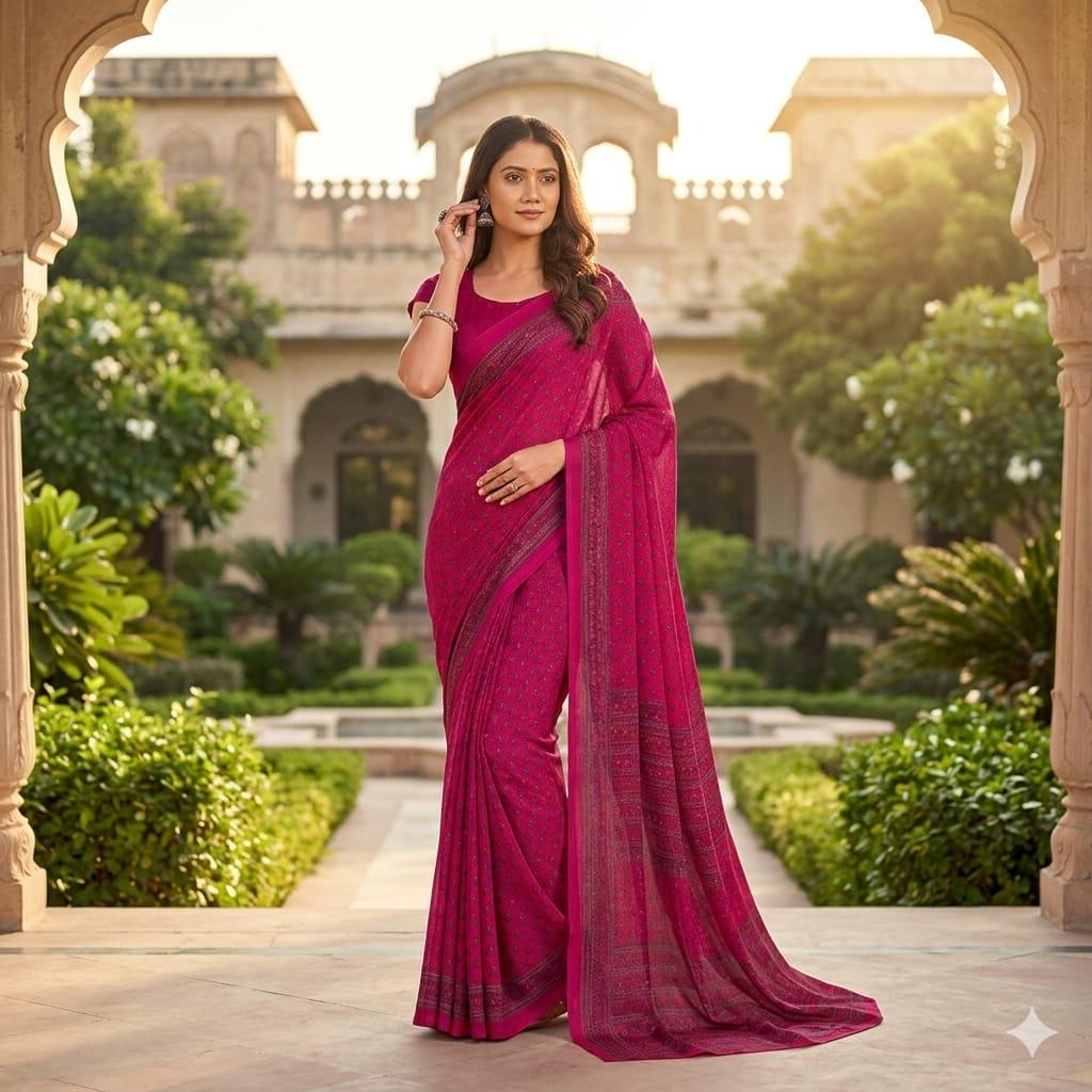 Georgette Chiffon Saree Collection over 30 Trendy Prints | Lightweight Summer Drape | Includes Unstitched Blouse Piece (6.25m) Breathable  Womenswear  Asian  Clothes
