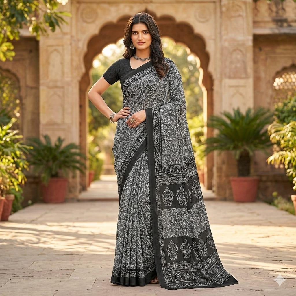 Georgette Chiffon Saree Collection over 30 Trendy Prints | Lightweight Summer Drape | Includes Unstitched Blouse Piece (6.25m) Breathable  Womenswear  Asian  Clothes