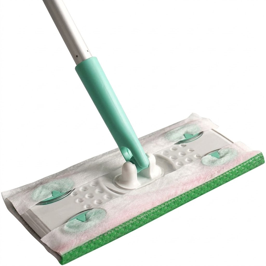 Jetmop Starter Kit – Floor Mop with 12 x Lemon Scented Antibacterial Floor Wipe Refills, Disposable Wet Cleaning Pads, Multi-Surface Hard Floor Cleaner for Kitchen, Bathroom, Laminate, Tile & Wood Floors