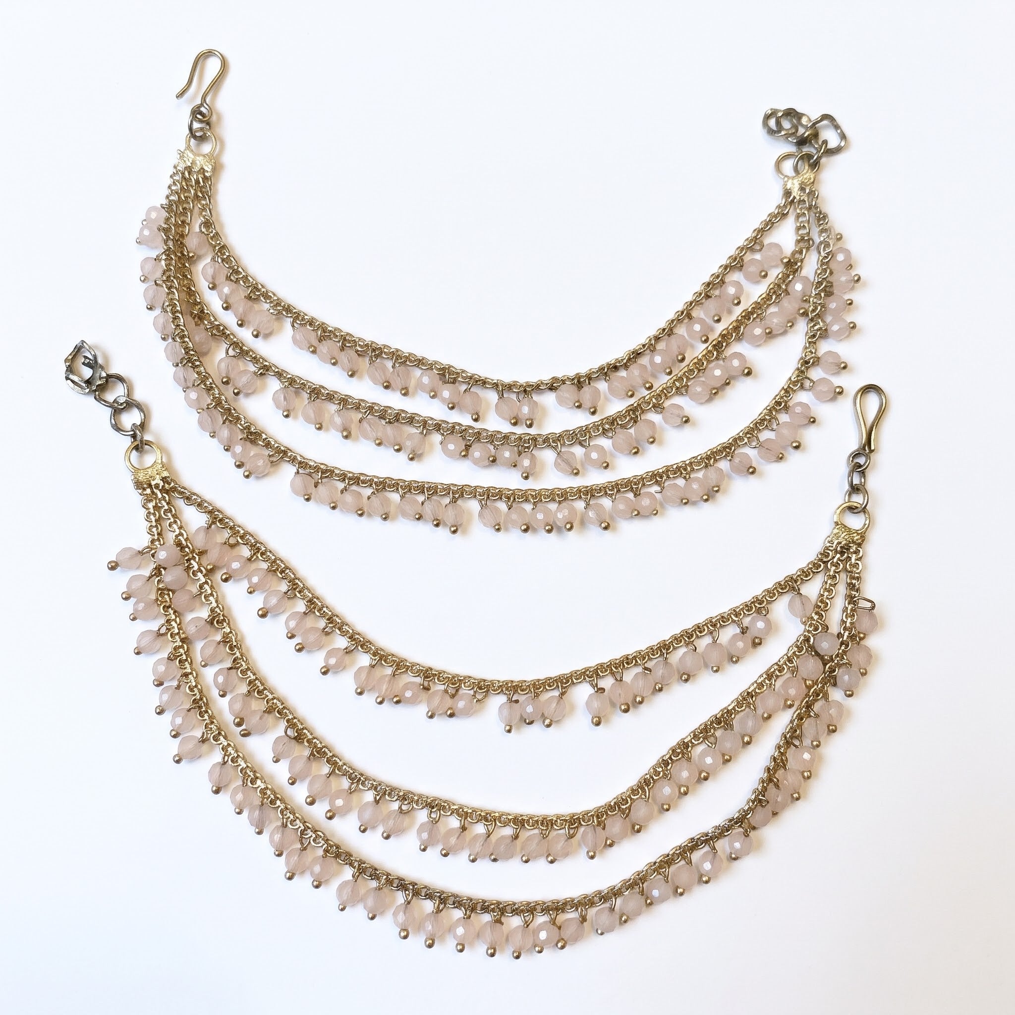 Gold & Multi pearl Ear Chain/Sahare/Pearl kaan chain/Earring support chain/Indian Jewelry/Pakistani Jewelry/Bahubali Kaan sahara Sold as a Pair