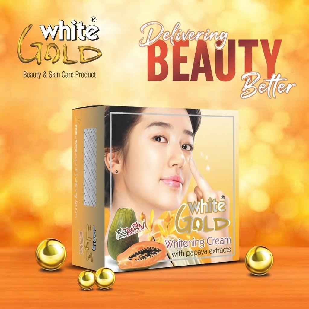 White Gold Whitening Cream with Papaya Extract | Authentic Pakistani Beauty Cream for Bright, Glowing, Smooth & Radiant Skin Care 100% Genuine