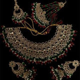 Fancy Traditional Cultural Bridal. Jewellery Set with Stunning Coloured Studs Stones and Beads Perfect for Bridal Dresses