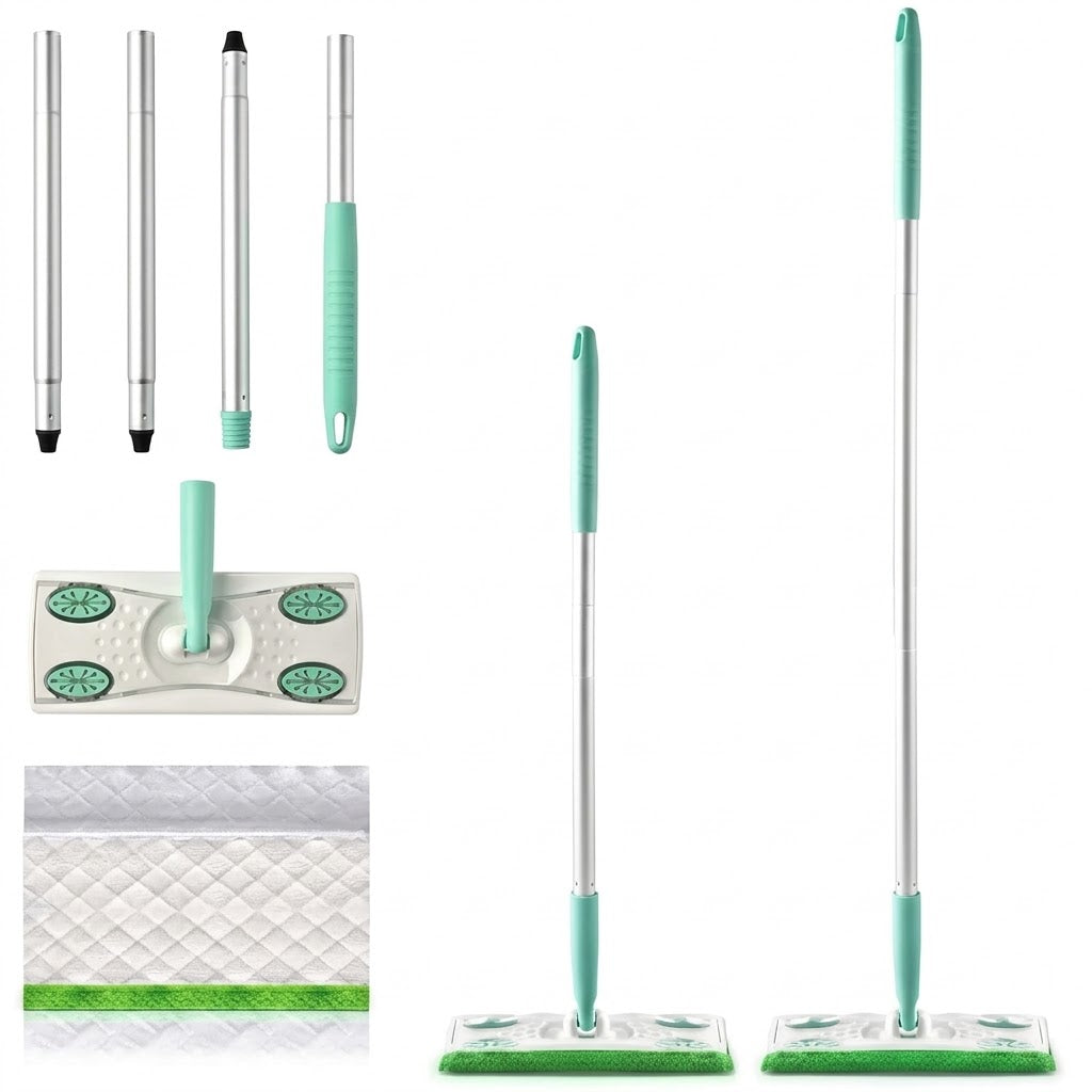 Jetmop Starter Kit – Floor Mop with 12 x Lemon Scented Antibacterial Floor Wipe Refills, Disposable Wet Cleaning Pads, Multi-Surface Hard Floor Cleaner for Kitchen, Bathroom, Laminate, Tile & Wood Floors