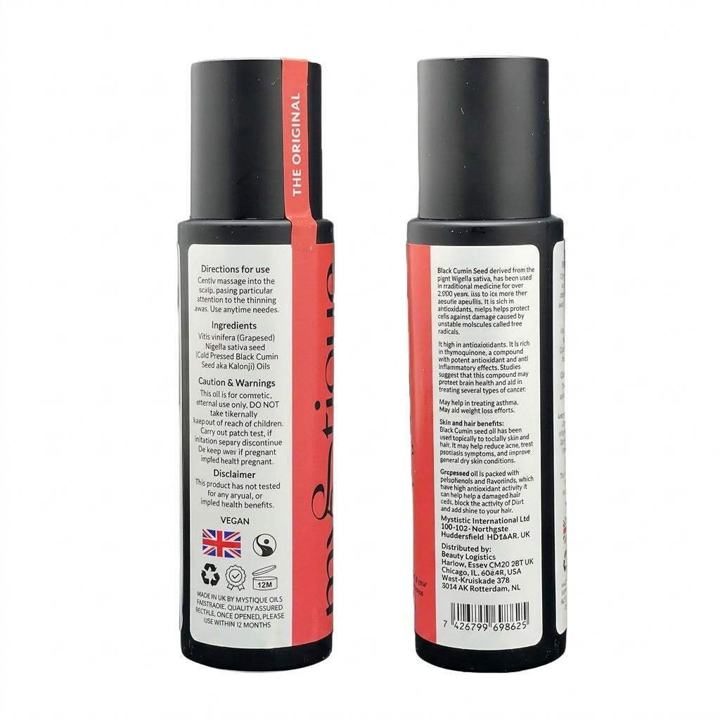Mystique Black Seed Oil 100ml– Premium Cold Pressed Nigella Sativa Oil for Hair & Skin Care
