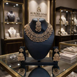 Fancy Traditional Cultural Bridal. Jewellery Set with Stunning Coloured Studs Stones and Beads Perfect for Bridal Dresses