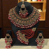 Fancy Traditional Cultural Bridal. Jewellery Set with Stunning Coloured Studs Stones and Beads Perfect for Bridal Dresses