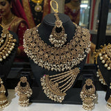 Fancy Traditional Cultural Bridal. Jewellery Set with Stunning Coloured Studs Stones and Beads Perfect for Bridal Dresses