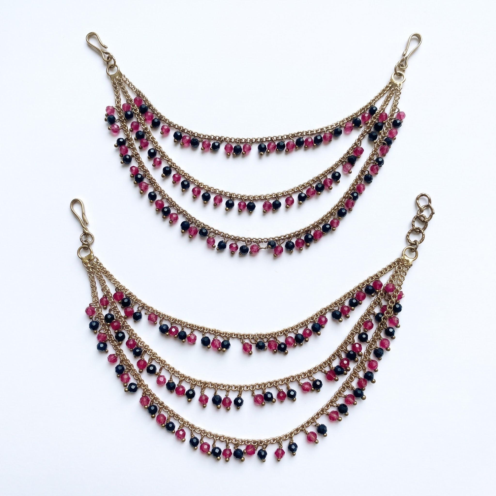 Gold & Multi pearl Ear Chain/Sahare/Pearl kaan chain/Earring support chain/Indian Jewelry/Pakistani Jewelry/Bahubali Kaan sahara Sold as a Pair