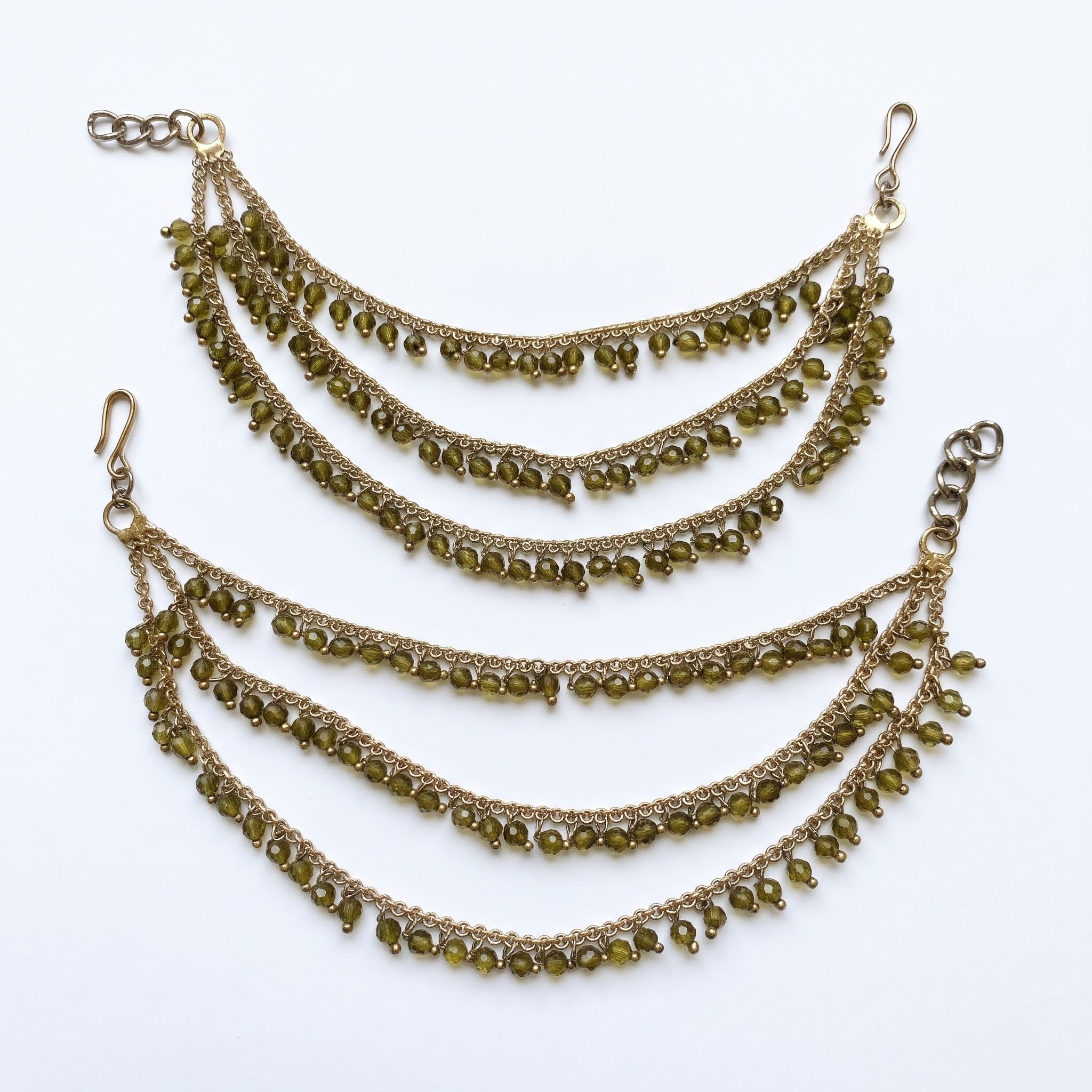 Gold & Multi pearl Ear Chain/Sahare/Pearl kaan chain/Earring support chain/Indian Jewelry/Pakistani Jewelry/Bahubali Kaan sahara Sold as a Pair