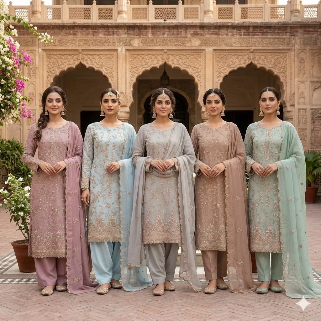 Unstitched Georgette 4 piece Shalwar Kameez Dupatta with Lining Premium Embroidered Polyester
