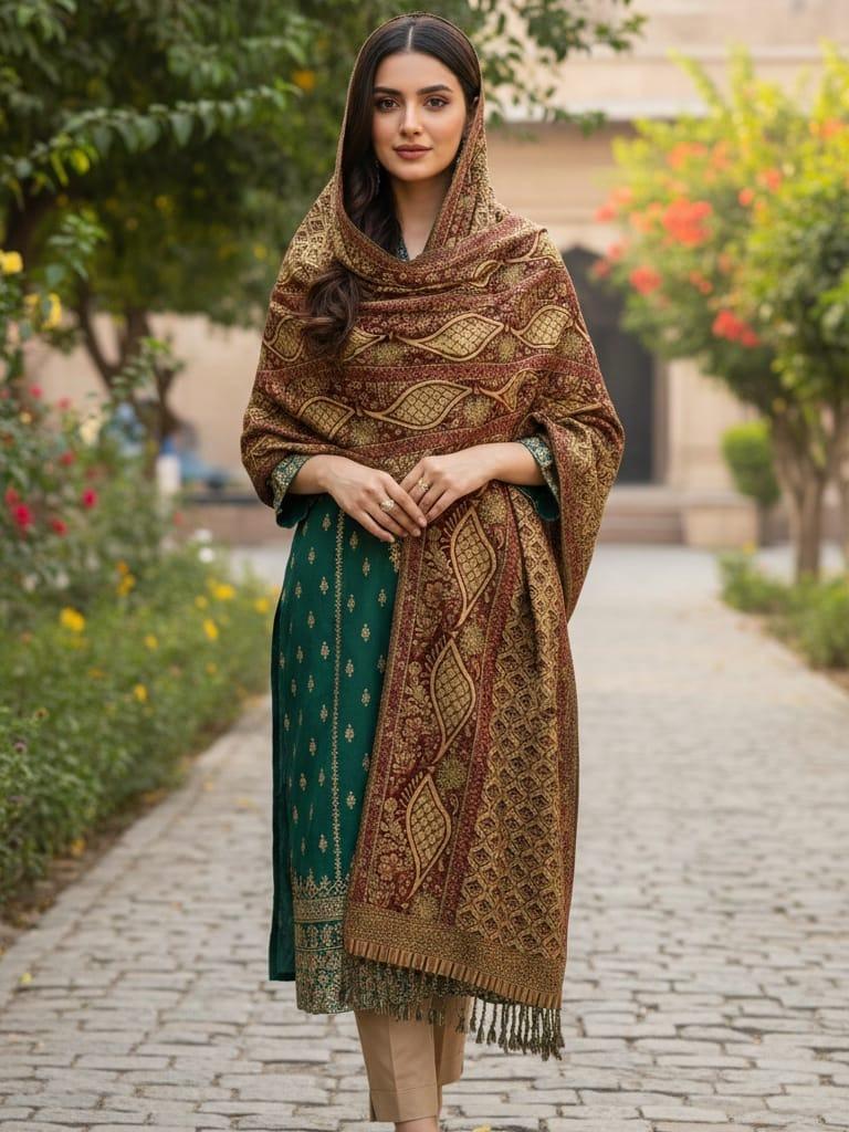 Ladies Luxury Jacquard Shawl – Timeless Elegance for Every Occasion