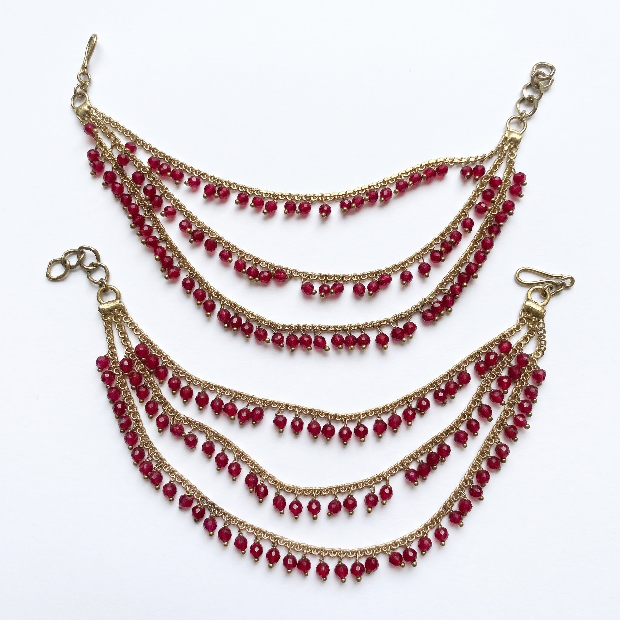 Gold & Multi pearl Ear Chain/Sahare/Pearl kaan chain/Earring support chain/Indian Jewelry/Pakistani Jewelry/Bahubali Kaan sahara Sold as a Pair