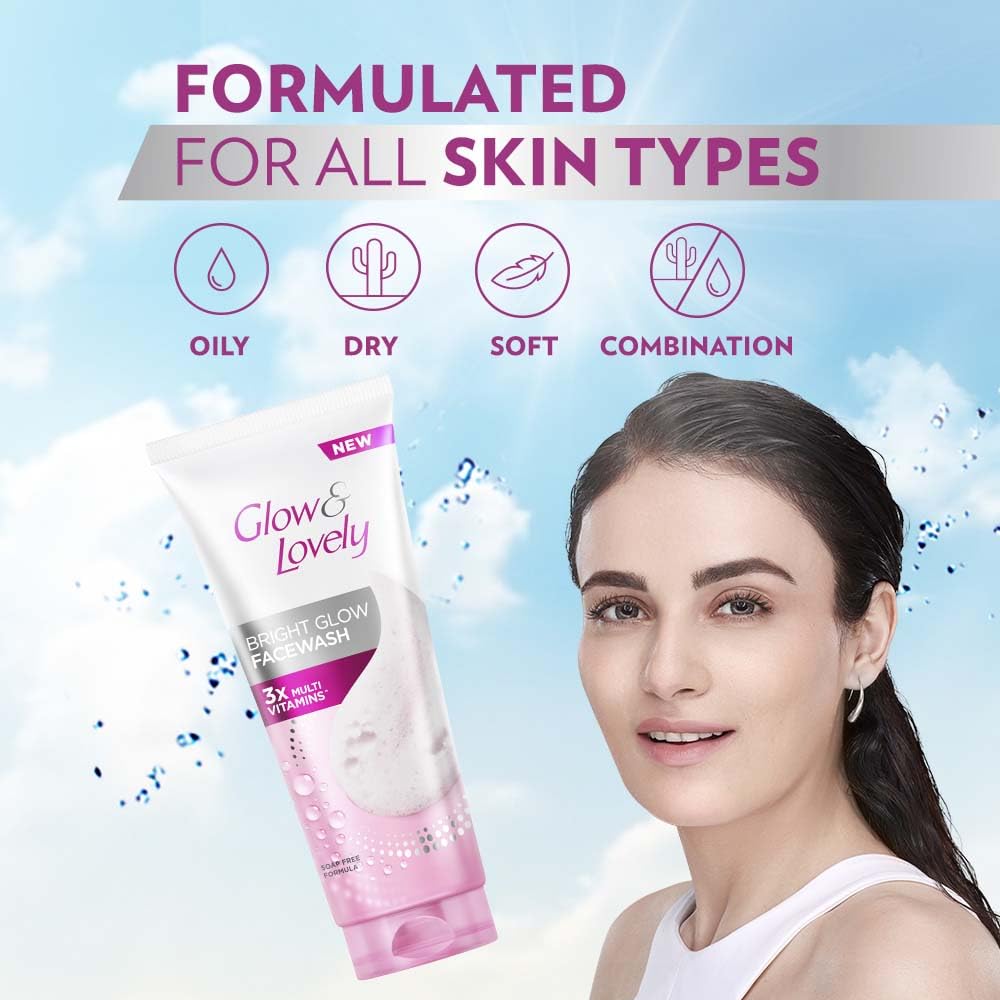 Fair & Lovely Glow & Lovely Bright Glow Face Wash 50g – Vitamin C Face Cleanser for Bright, Radiant & Glowing Skin | Deep Cleansing Facial Wash for All Skin Types