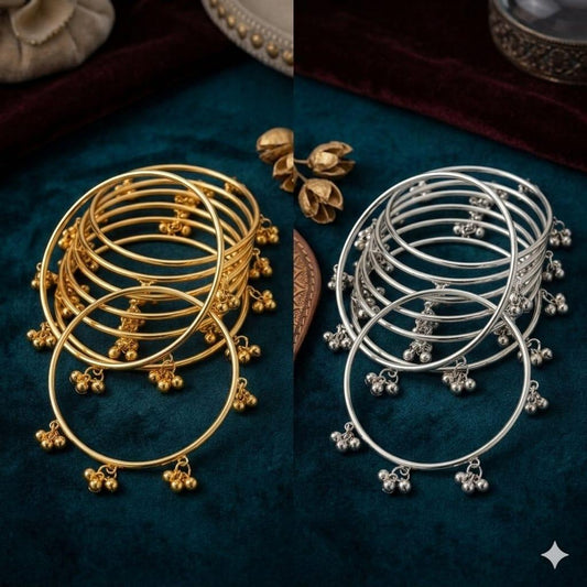 Kashmiri Bangles 8pcs Set In Gold & Silver Traditional Indian Jewelry For Women Bridal, Mehndi, Wedding