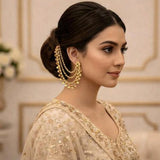 Gold & Multi pearl Ear Chain/Sahare/Pearl kaan chain/Earring support chain/Indian Jewelry/Pakistani Jewelry/Bahubali Kaan sahara Sold as a Pair