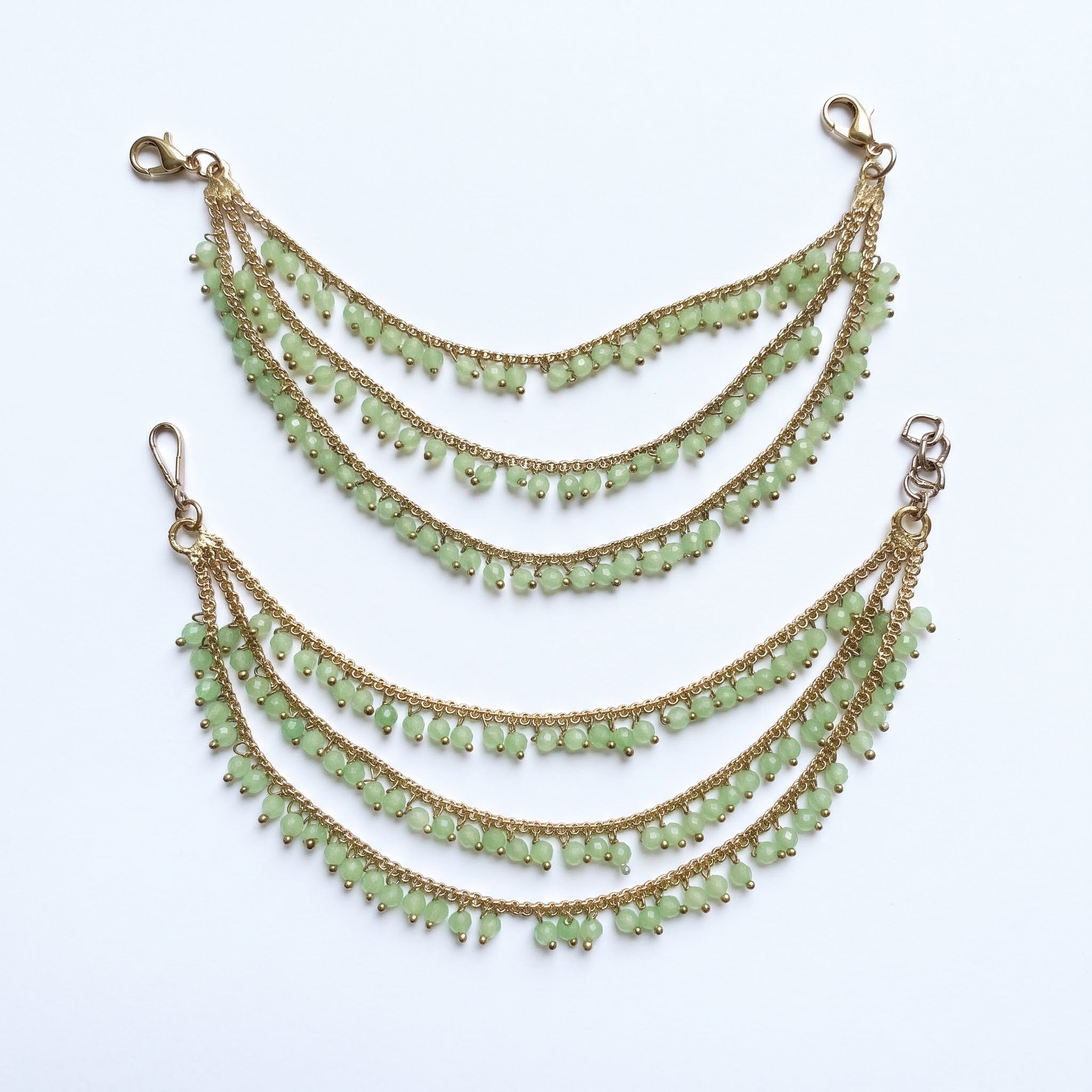 Gold & Multi pearl Ear Chain/Sahare/Pearl kaan chain/Earring support chain/Indian Jewelry/Pakistani Jewelry/Bahubali Kaan sahara Sold as a Pair