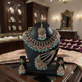 Fancy Traditional Cultural Bridal. Jewellery Set with Stunning Coloured Studs Stones and Beads Perfect for Bridal Dresses