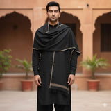 Pakistani Shawl for Men Large Oversize Meditation Blanket Traditional Wool Shawl Blanket Wrap Gift for Him Brother Father All Seasons