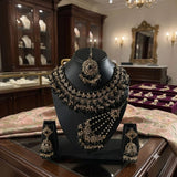 Fancy Traditional Cultural Bridal. Jewellery Set with Stunning Coloured Studs Stones and Beads Perfect for Bridal Dresses