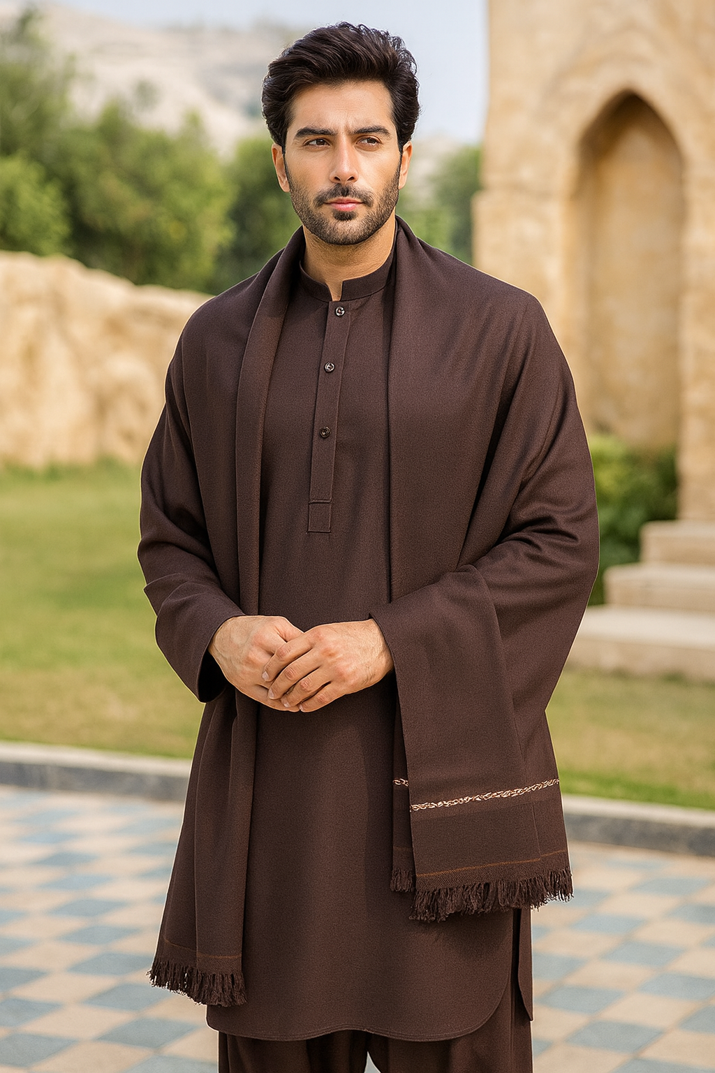 Pakistani Shawl for Men Large Oversize Meditation Blanket Traditional Wool Shawl Blanket Wrap Gift for Him Brother Father All Seasons