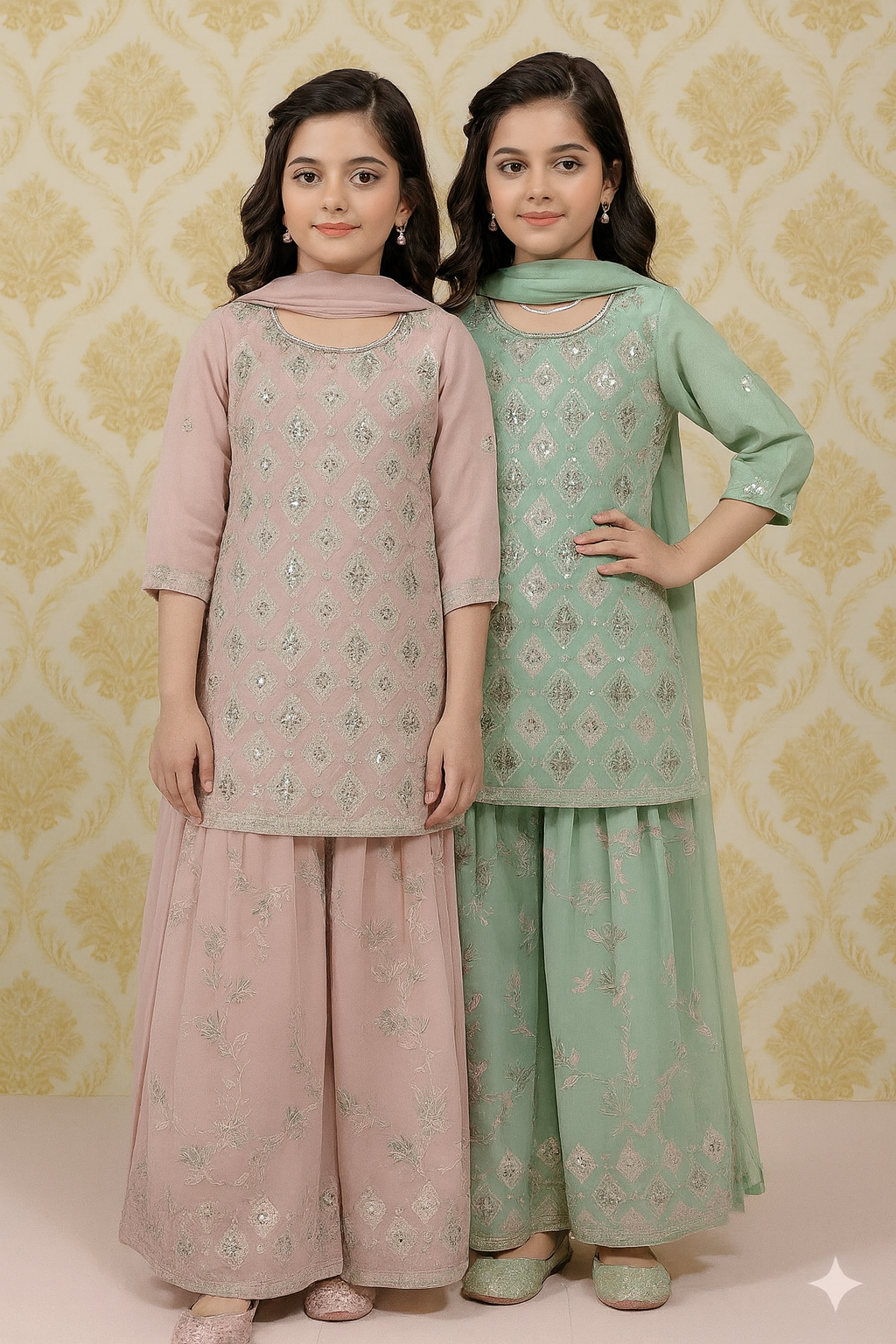 Girls Kids Luxury Shalwar Kameez with Dupatta Readymade Collection for Eid Celebrations kids wear Original, Embroidery, Formal, Outfit, Embroidered Pakistani Asian