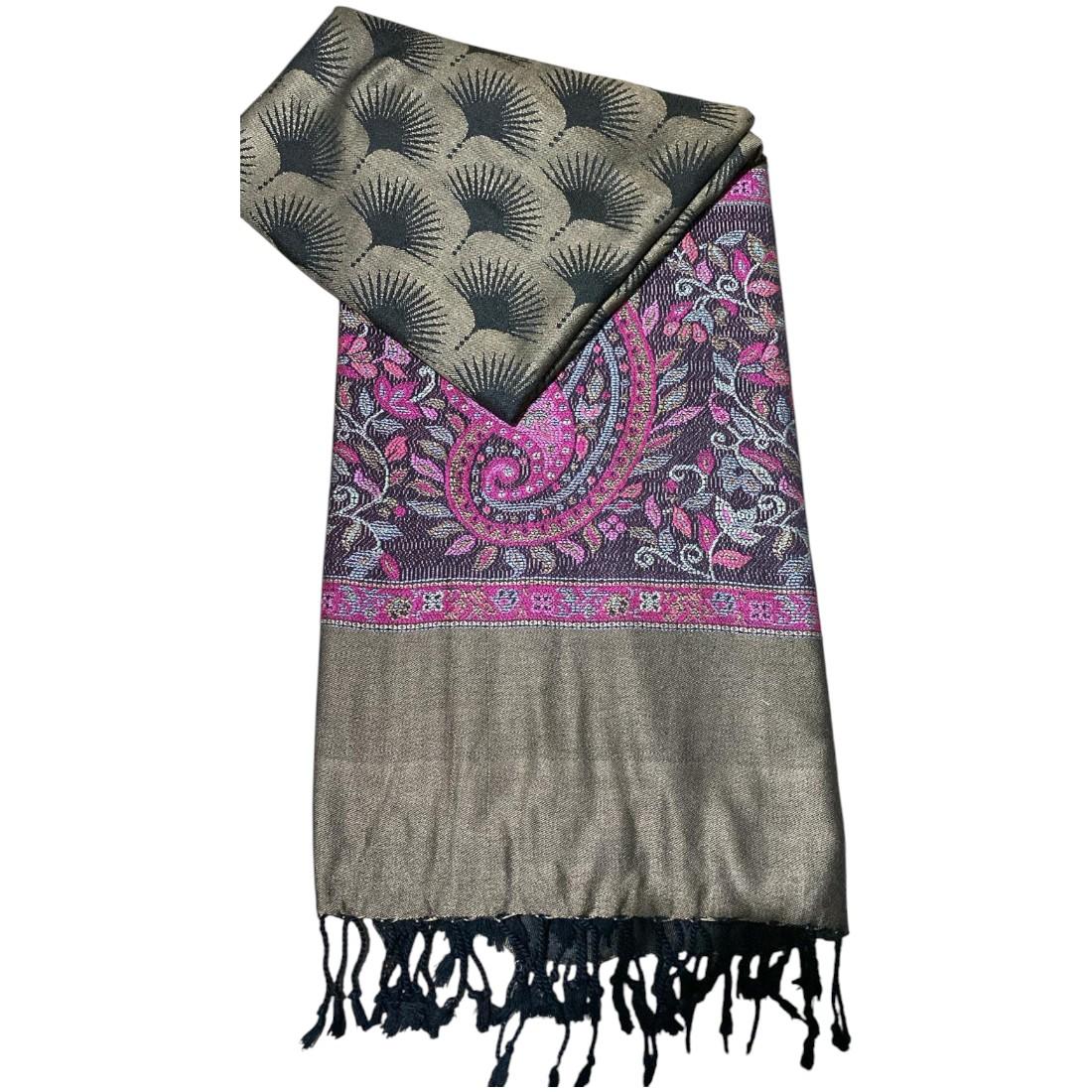 Beautiful high quality pashmina shawl printed border and centre full size 40/90 inches light weight