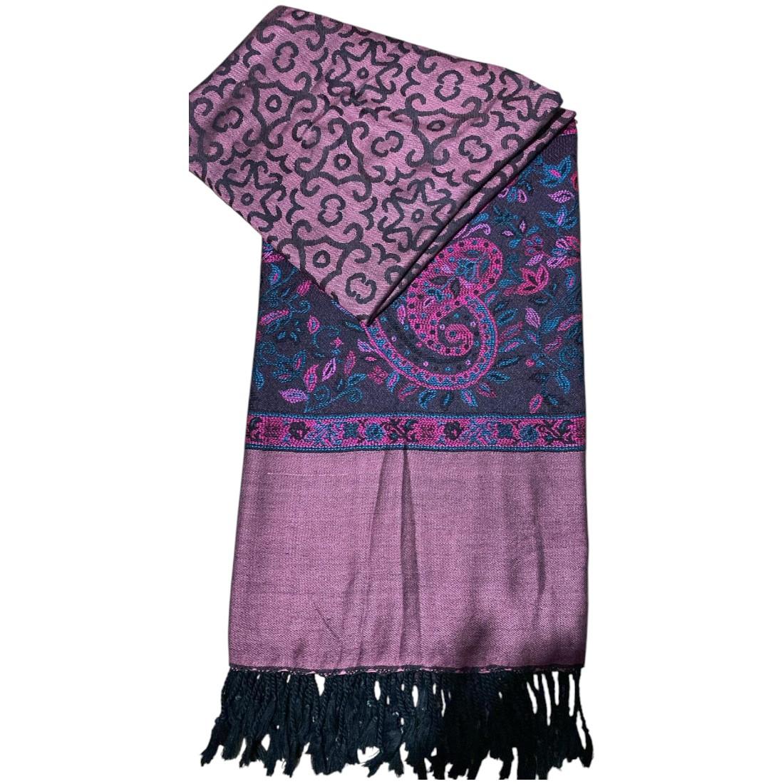 Beautiful high quality pashmina shawl printed border and centre full size 40/90 inches light weight