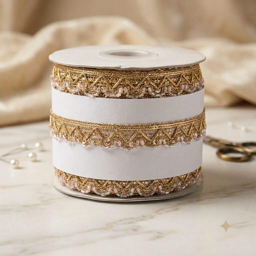18 Mtrs Indian Lace Trim Roll Decorative Border for Salwar Kameez Dupatta Saree Kurti Lehenga Blouse Dress Making Sewing Craft DIY Ethnic Lace Ribbon Trim