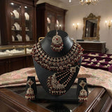 Fancy Traditional Cultural Bridal. Jewellery Set with Stunning Coloured Studs Stones and Beads Perfect for Bridal Dresses