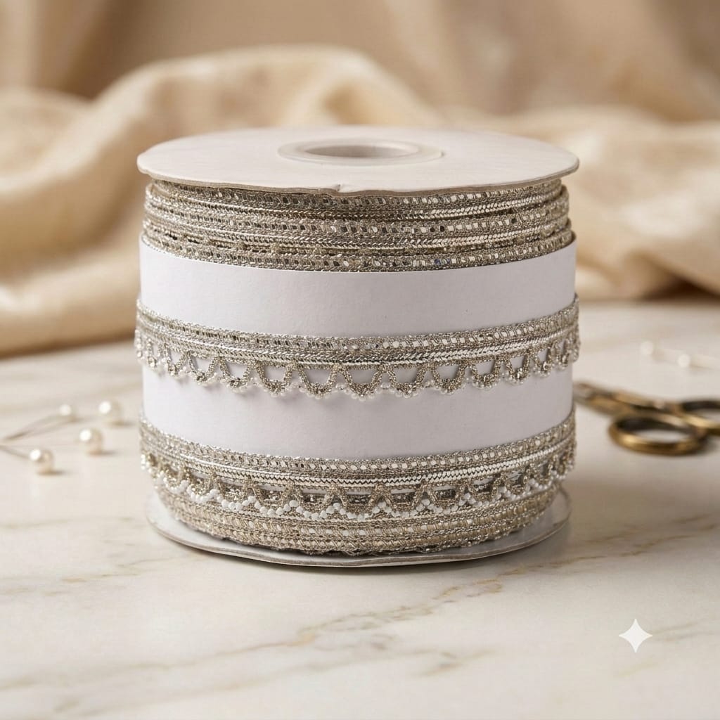18 Mtrs Indian Lace Trim Roll Decorative Border for Salwar Kameez Dupatta Saree Kurti Lehenga Blouse Dress Making Sewing Craft DIY Ethnic Lace Ribbon Trim