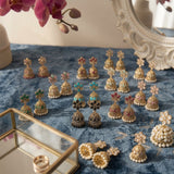 Traditional Indian Ethnic Gold Plated Pearl Beaded Flower Stud Jhumka Earrings | Designer Festive & Wedding Statement Jewellery For Women & Girls
