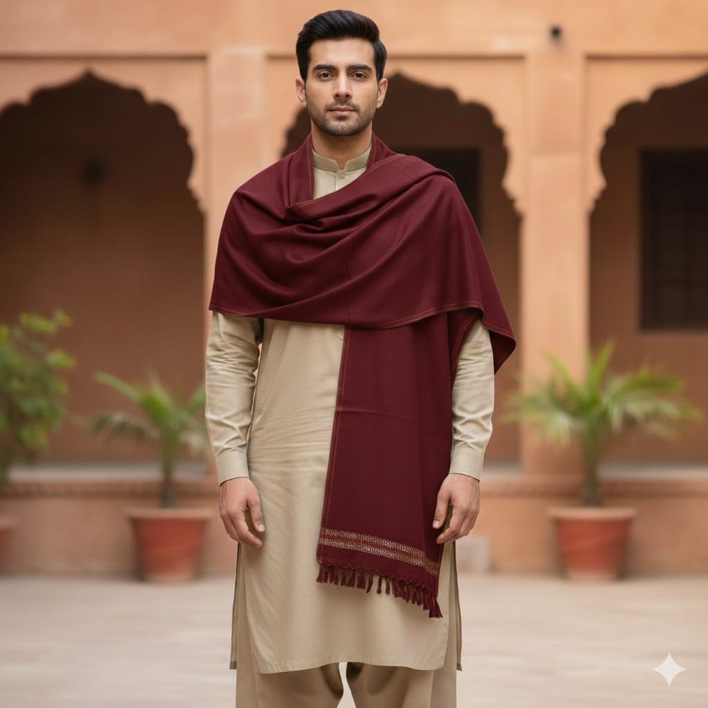 Pakistani Shawl for Men Large Oversize Meditation Blanket Traditional Wool Shawl Blanket Wrap Gift for Him Brother Father All Seasons