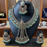 Fancy Traditional Cultural Bridal. Jewelry Set with Stunning Colored Studs Stones and Beads Perfect for Bridal Dresses
