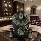 Fancy Traditional Cultural Bridal. Jewellery Set with Stunning Coloured Studs Stones and Beads Perfect for Bridal Dresses