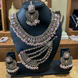 Fancy Traditional Cultural Bridal. Jewelry Set with Stunning Colored Studs Stones and Beads Perfect for Bridal Dresses