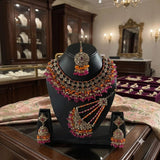 Fancy Traditional Cultural Bridal. Jewellery Set with Stunning Coloured Studs Stones and Beads Perfect for Bridal Dresses