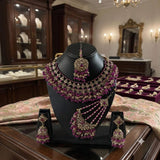 Fancy Traditional Cultural Bridal. Jewellery Set with Stunning Coloured Studs Stones and Beads Perfect for Bridal Dresses