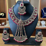Fancy Traditional Cultural Bridal. Jewelry Set with Stunning Colored Studs Stones and Beads Perfect for Bridal Dresses
