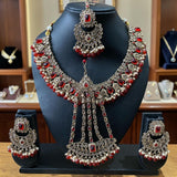 Fancy Traditional Cultural Bridal. Jewelry Set with Stunning Colored Studs Stones and Beads Perfect for Bridal Dresses