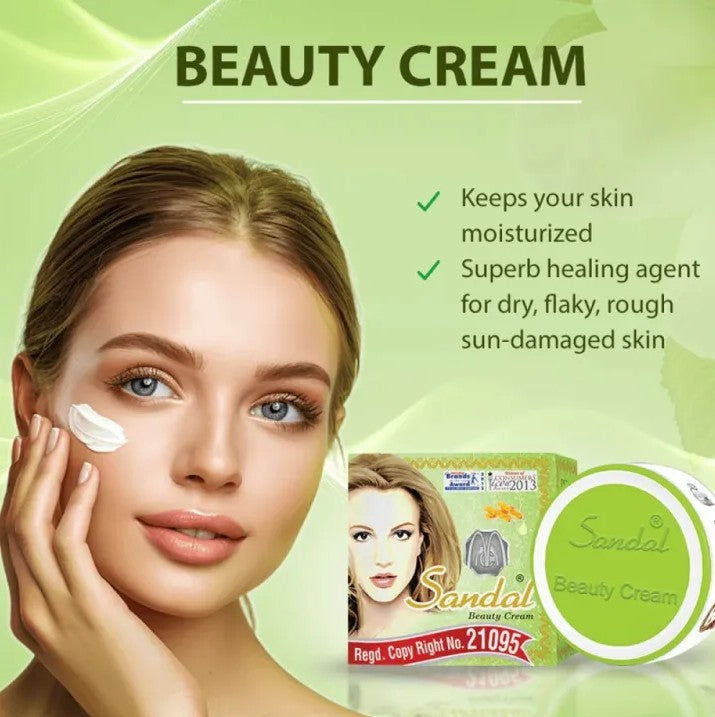 Sandal Beauty Cream Natural Sandalwood Face Cream 50g | Deep Hydration Moisturiser for Dry Skin | Glow Boosting Daily Skincare Cream | Soft Smooth & Radiant Looking Skin | Herbal Beauty Cream for Women & Men