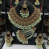 Fancy Traditional Cultural Bridal. Jewellery Set with Stunning Coloured Studs Stones and Beads Perfect for Bridal Dresses