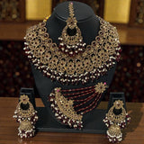 Fancy Traditional Cultural Bridal. Jewellery Set with Stunning Coloured Studs Stones and Beads Perfect for Bridal Dresses