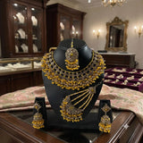 Fancy Traditional Cultural Bridal. Jewellery Set with Stunning Coloured Studs Stones and Beads Perfect for Bridal Dresses