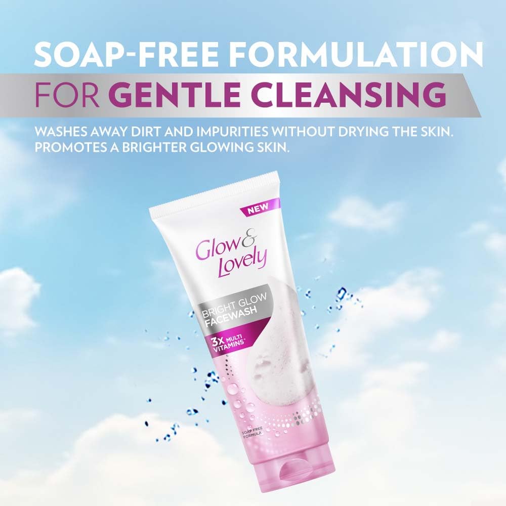 Fair & Lovely Glow & Lovely Bright Glow Face Wash 50g – Vitamin C Face Cleanser for Bright, Radiant & Glowing Skin | Deep Cleansing Facial Wash for All Skin Types