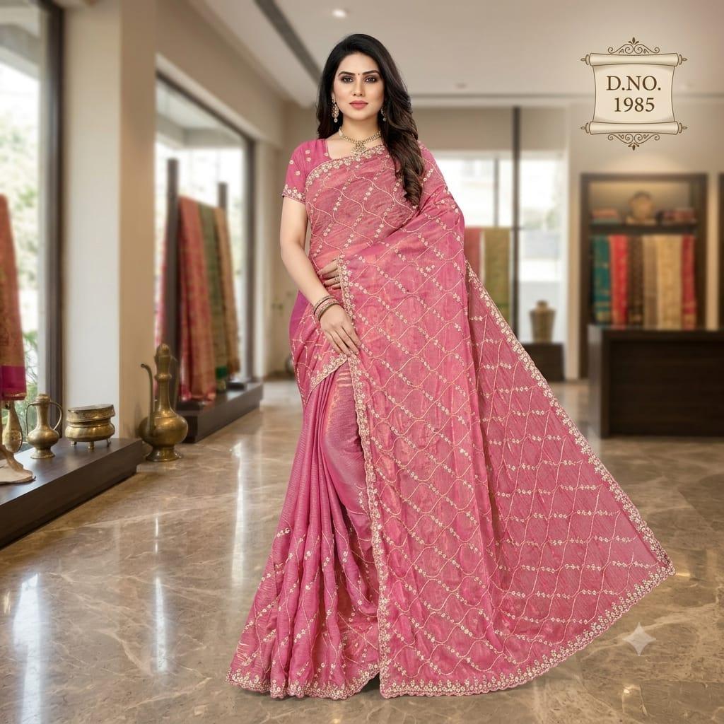 Light Weight 2 Toned Shamoo Silk Organza Saree with Rich Zari Work for Women | Luxury Traditional Party Wear Saree with Stitched Blouse Piece | Elegant Wedding, Reception & Festive Designer Saree Collection